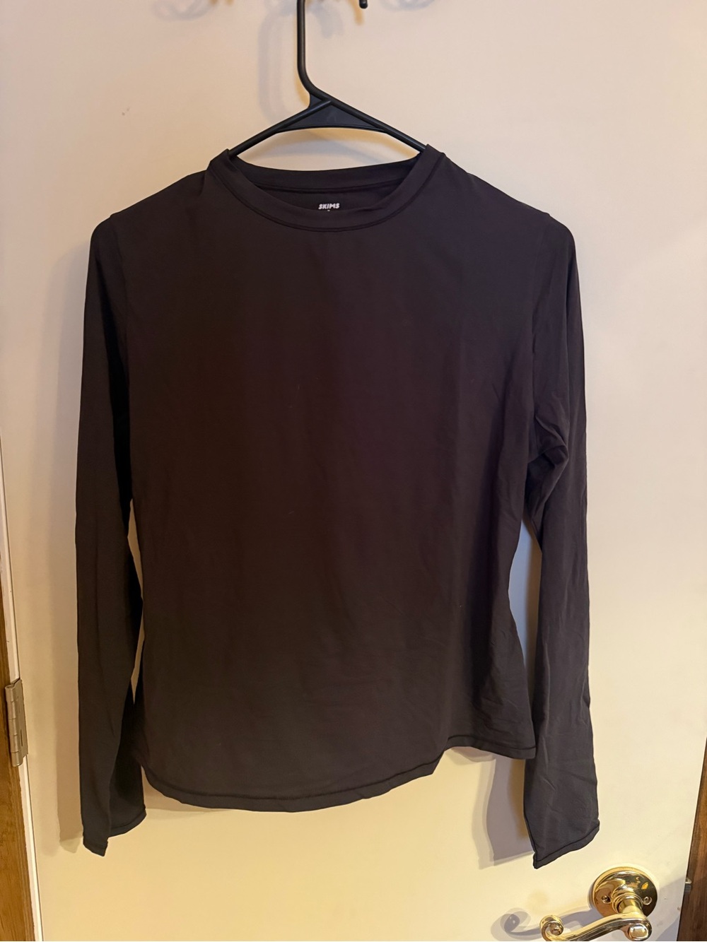 SKIMS Black Crewneck Long Sleeve Top